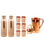 Copper Water Jug Pitchers 1500ML 2 Copper Water Bottle 6 Drinking Tumble... - £61.71 GBP