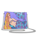 Original Abstract Art Mermaid on Leather Chain Strap Crossbody Purse Clu... - $95.00