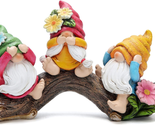Spring Hear-No, See-No, Speak-No Gnomes Figurines Decorations Flower Gno... - $33.24