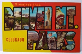 Greetings From Denver Mt Parks Colorado Large Letter Chrome Postcard Unused - $10.93