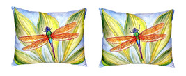 Pair of Betsy Drake Dick’s Dragonfly No Cord Pillows 16 Inch X 20 Inch - £63.30 GBP