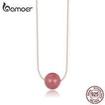 bamoer Crystal Beads Necklace for Women Sterling Silver 925 Natural Ston... - $18.52