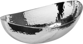 Elegance Hammered Oval Centerpiece Bowl, 8&quot; x 5&quot;, Silver - £19.54 GBP