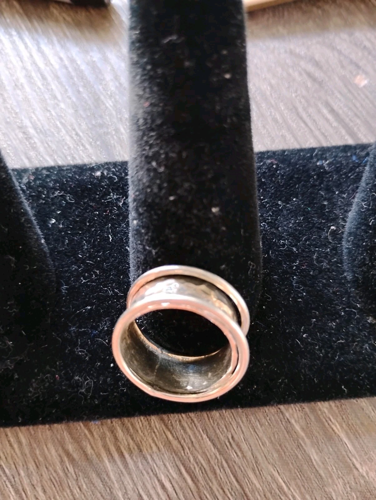 925 Sterling Silver Modernist 11 Mm Wide Hammered Band Ring SZ 7.5 Free Shipping Item image 14