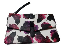 Charming Charlie Floral Rose Clutch Bag Purse NEW Black Pink Purple Magnetic - £23.73 GBP