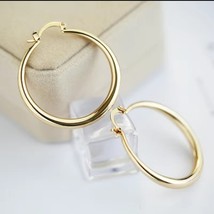 Fashion Golden Plated Hoop Earrings Simple Design 1.3 in diameter - £13.25 GBP