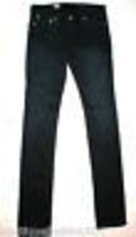 New $255 Womens Designer AG Jeans Premiere Skinny Straight Black 25 Slashed Dark - $252.45