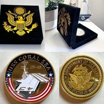 Us Navy - Uss Coral Sea CV-43 Challenge Coin With Special Velvet Case - £17.87 GBP