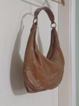 Coccinelle Leather Tan Shoulder Bag with Sewn Leather Metal Handle Italy - £24.61 GBP