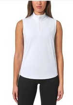Mondetta Womens Tank Top White Active Half-Zip Sleeveless Stretch Pockets - $42.99
