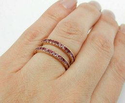 2Ct Simulated Ruby Full Eternity Dual Wedding Band 14K Rose Gold Plated Silver - £78.10 GBP