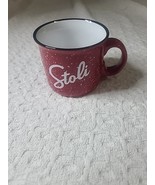 Stoli Mug Stolichnaya Vodka Red Large Coffee Cup Metal Camping - $464.04 MXN