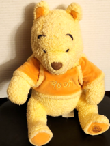 Disney Store Winnie the Pooh Bear Plush Orange Shirt Baby Toy 11&quot; - $9.99