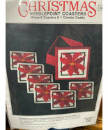 1983 Studio 12 Christmas Needlepoint Coasters Makes 6 &amp; 1 Coaster Caddy ... - $368.14 MXN