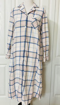 Women&#39;s Flannel Nightgown Sz M Striped Long Sleeves Side Slits Addison M... - £14.85 GBP