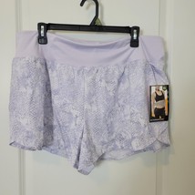 Avia Active Running Shorts Women&#39;s 3XL Lavender Reptile Snake  Zip Pocke... - $12.85