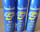 3x Coppertone Sport SPF 50 4 In 1 Performance Sunscreen Spray 7 Oz 1 Cap... - £18.32 GBP