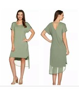 H by Halston Layered T-Shirt Dress with Cross Back Palm Green, Medium A2... - £10.99 GBP