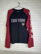 Zoo York Logo Graphic Print Long Sleeve Tee T-Shirt Black Red Young Mens Size L - £19.27 GBP