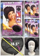 M &amp; M QFITT DRAWSTRING LARGE SATIN SLEEP CAP #125 BLACK SELECT QTY OF 1,... - £1.32 GBP+
