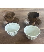 Antique Hand Hammered Copper and Porcelain Turkish Coffee Cups - For 2 - $25.00
