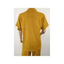 Men 2pc Walking Leisure Suit Short Sleeves By DREAMS 256-27 Solid Mustard image 5
