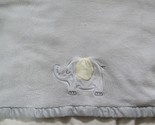 Just Born gray elephant yellow ear baby blanket satin trim fleece back - £11.73 GBP