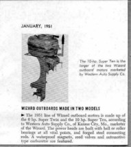 1951 Magazine Photo Wizard 10 HP Super Ten Outboard Motors Western Auto - $7.74