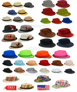 Straw Fedora Hat - Summer Fashion Straw Plain Color Fedora Hats Unisex Hat - £9.14 GBP