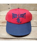 Vintage Blue Red Bud Light BL Budweiser Snapback Trucker Mesh Hat Cap USA - £10.12 GBP
