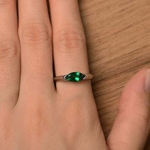 925 Sterling silver  marquis Green emerald Statement birthstone Ring Size 12.5 - £107.68 GBP