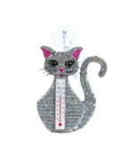 Handmade Cat Window Thermometer – Haitian Artisan Outdoor Décor. - $29.55