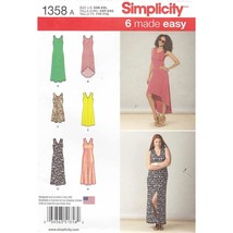 Simplicity 1358 Easy to Sew Women&#39;s Knit Dress Sewing Patterns, Sizes XX... - $15.99