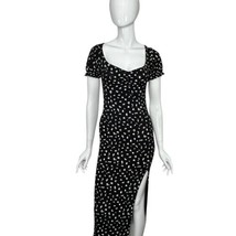Missguided Midi Dress Black White Short Sleeve Size 6 Side Slit Bodycon - $358.83 MXN