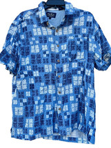 Mens Size Large Nat Nast Hawaiian Camp Silk Cotton Blend Ocean Blue Casu... - £15.18 GBP