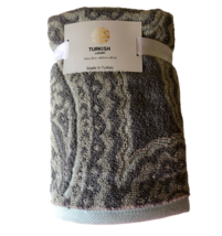 Turkish Luxury Hand Towels Paisley Bathroom Guestroom Bathroom Set of 2 Gray Blu - £31.48 GBP