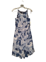 BCX Blue Fashion Dress Paisley Print Sheer Lined With Belt Size Medium - $23.97