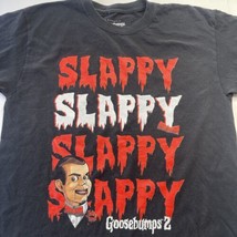 Slappy Slappy repeating Goosebumps 2 shirt Men Sz M/S Black Stine *Read Measure - £10.50 GBP
