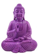 Buddha Meditating Praying 41351 Colorful Purple Dhyana Mudra 7.8&quot; H Resin - £22.75 GBP