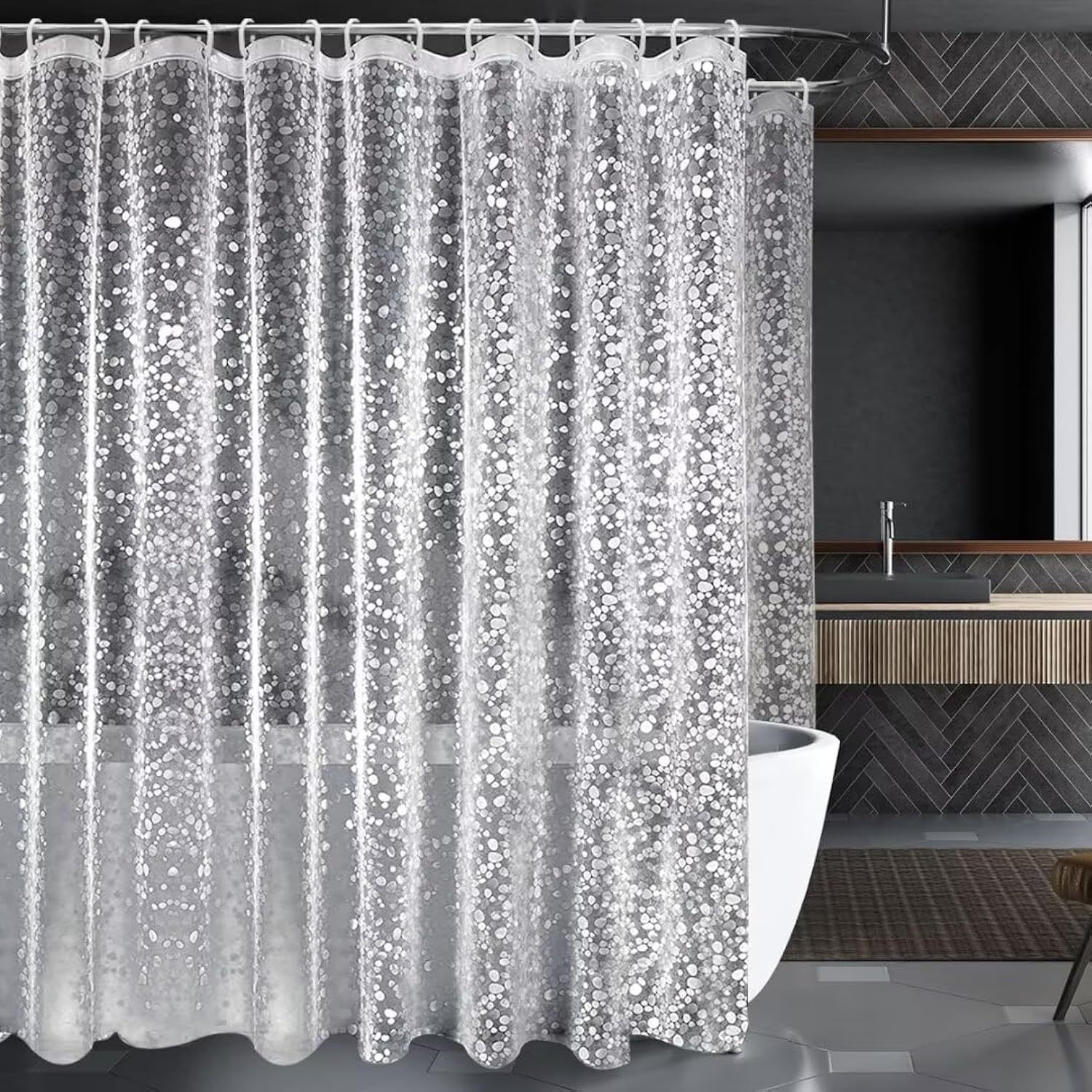 Clawfoot Tub Shower Curtain Wrap Around Claw Foot Surround Round Clear Liner 180