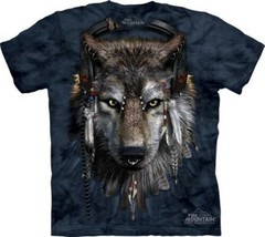 DJ Fen Wolf with Earphones and Feathers Hand Dyed Art T-Shirt, NEW UNWORN - £11.80 GBP