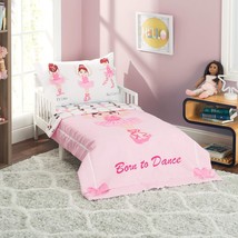 4 Piece Toddler Bedding Set -Born To Dance Ballerina- Includes Comforter, Flat S - £41.66 GBP