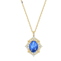 Vintage Lindy Blue Star Sapphire Necklaces Women Fine Jewelry 14K Gold Filled - £86.94 GBP
