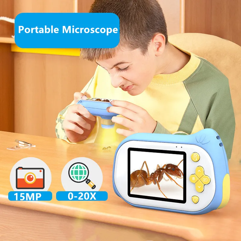 Kids Microscope Camera With 2 Inch Screen 200X HD Portable Pocket Macro ... - £40.63 GBP