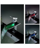 Cascada Single Handle Chrome Waterfall LED Bathroom Sink Faucet, Chrome ... - £195.52 GBP