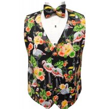 Flamingo and Toucan Tropical Birds Tuxedo Vest and Bow Size XXlarge - £98.54 GBP