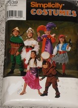 Simplicity Pattern 0639 Child Pirate, Robin Hood, Gypsy, Jester, Hunchback S-M-L - £6.31 GBP