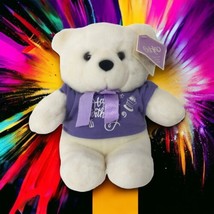 Oshko Birthday Polar Bear Plush White Teddy Purple Stuffed Animal Soft Tag Happy - £11.27 GBP