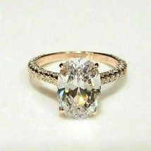 3Ct Oval Cut Genuine Moissanite Engagement Ring 14K Yellow Gold Plated - £121.06 GBP
