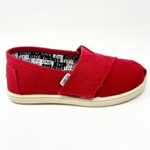 Toms Classics Red Tiny Toddler Slip On Casual Canvas Flat Shoes - £19.71 GBP